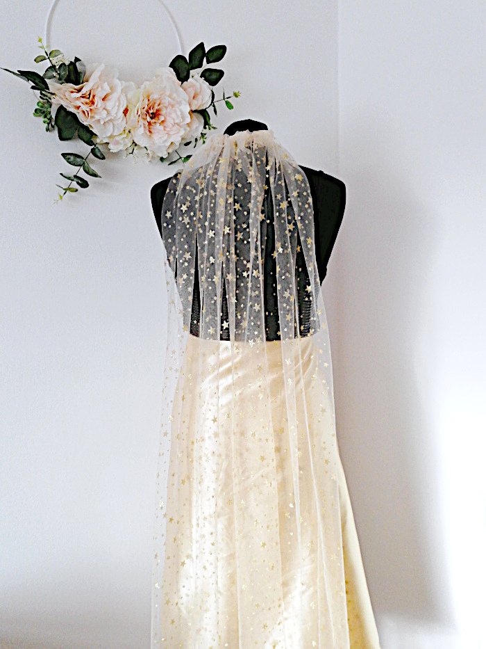 Shimmer Golden Bridal Sparkle Veil
