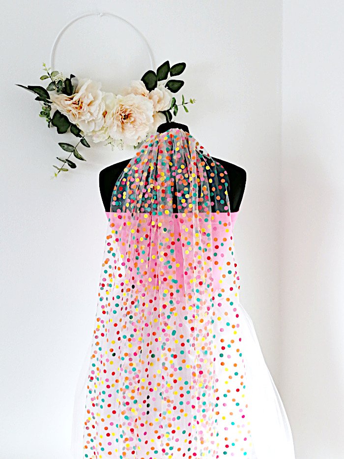 Rainbow Polka Dot Confetti Wedding Tulle Veil