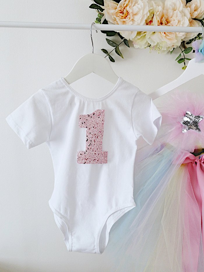 Toddler & Girls Glittery Birthday Party Cake Smash Leotard