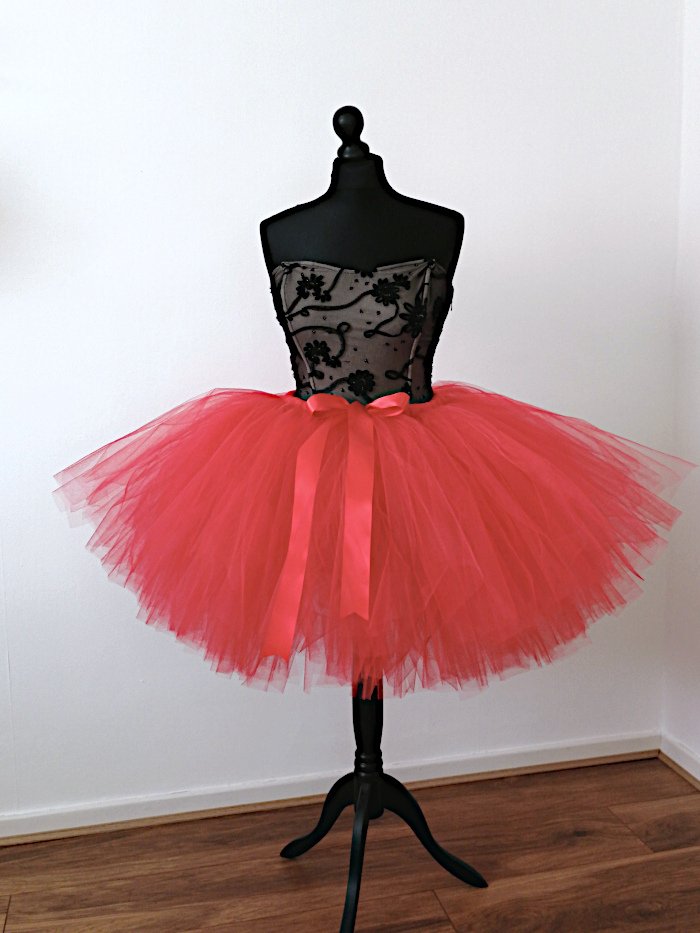 Women's Tulle Skirt In Red Elastic Waistband Tutu